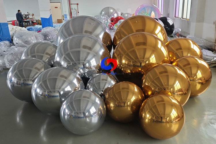 0.6, 0.8, 1,1.2 ,1.5m giant decor inflatable shiny mirror balls big size silver gold chrome balloon with pump blow up