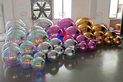 fast door to door turnaround Gold Silver Iridescent Light pink chrome inflatable mirror balls big shiny balloon for decoration