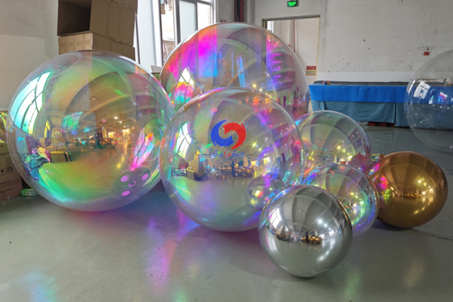 40cm / 60cm / 80cm / 100cm big shiny pearls balloons inflatable Iridescent mirror balls with air pumps included