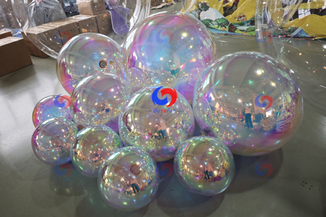 40cm / 60cm / 80cm / 100cm big shiny pearls balloons inflatable Iridescent mirror balls with air pumps included