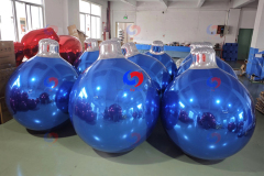  2.4m, 1.8m, 1.2m .90cm ,.60cm christmas hanging decor big shiny Red /blue inflatable Ball Ornament and Silver Tops