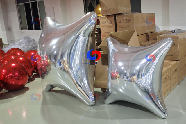 easy setup indoor outdoor use durable and reusable big shiny Silver Gold stunning Mirror Quadrangle Star for decor