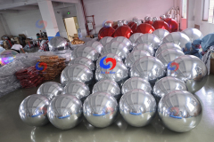 Melbourne event wedding decor magnificent big shiny balls silver inflatable balloons sparkling silver mirror spheres
