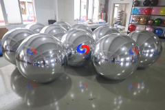 Peasy fold deflate reusable big shiny balls repeat use giant silver inflatable balloons sparkling mirror spheres