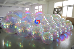 super large Pearl translucent PVC inflatable mirror balls Iridescent pink BIG shiny balls/spheres