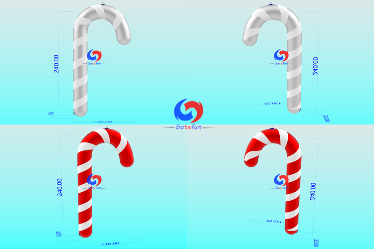 4ft, 6ft, 8ft, and 10ft Big Shiny Giant Inflatable Shiny Candy Canes for indoor outdoor decorating any festive setting