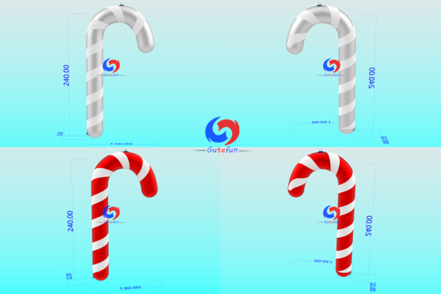 4ft, 6ft, 8ft, and 10ft Big Shiny Giant Inflatable Shiny Candy Canes for indoor outdoor decorating any festive setting