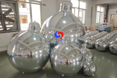 Christmas special offer hanging Silver Big Shiny inflatable Xmas bulb Ornament Silver xmas balls