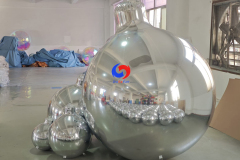 Christmas special offer hanging Silver Big Shiny inflatable Xmas bulb Ornament Silver xmas balls