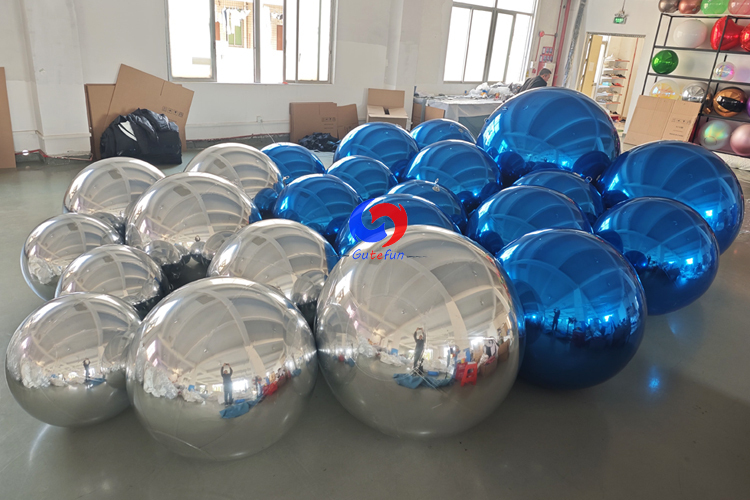 sport theme party events backdrop decoration giant big shiny balls Silver Blue Balloon Orbs / spheres