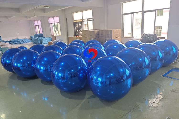 Perfect event backdrop decoration ideas big shiny blue metallic balloons stunning inflatable blue shiny balls