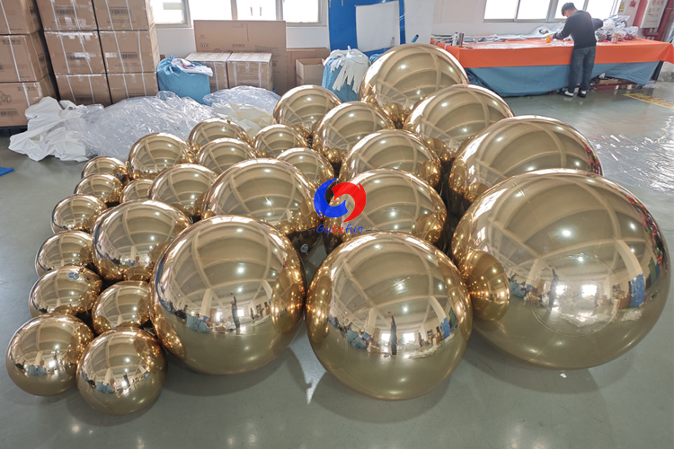 Luxury Company Party Events Backdrop Decorations Giant Metallic Spheres White Gold Big Shiny Balls for Sale