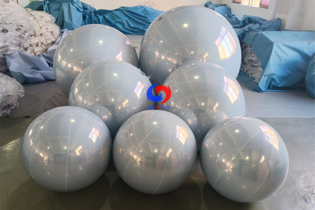 Bespoke Luxury Birthday celebrations White Balloons Backdrop Giant Metallic Spheres Snow White Big Shiny Balls