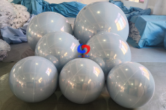 Bespoke Luxury Birthday celebrations White Balloons Backdrop Giant Metallic Spheres Snow White Big Shiny Balls