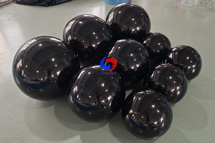 Luxe Big Shiny Black Inflatable Mirror Balls for Milestone Celebration Birthday Party Events Backdrops Decoration
