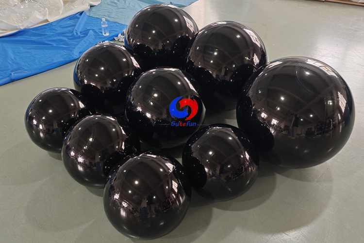Luxe Big Shiny Black Inflatable Mirror Balls for Milestone Celebration Birthday Party Events Backdrops Decoration
