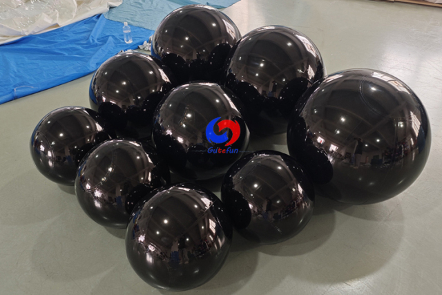 Luxe Big Shiny Black Inflatable Mirror Balls for Milestone Celebration Birthday Party Events Backdrops Decoration