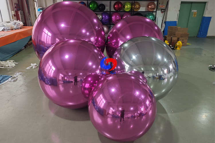 Giant pink Big Shining Inflatable Mirror Balls for Company Milestone Celebration Birthday Party Events Decoration