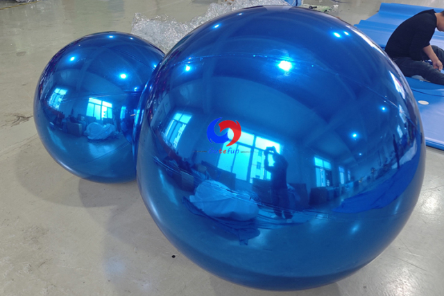 Create unforgettable moments milestone celebration event decor giant blue inflatable shiny mirror balls for sale