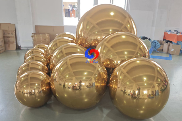 Gold color big shiny inflatable balls golden inflate metallic spheres mirror inflate balls