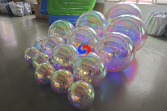 Large gold iridescent pvc balls every size big shiny pearl rainbow metallic spheres