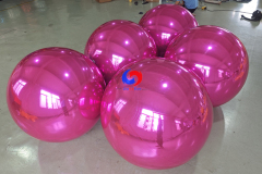 Giant big shiny pink inflatable metallic spheres Hot pink big shiny balls for sale