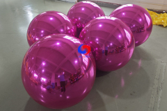 Giant big shiny pink inflatable metallic spheres Hot pink big shiny balls for sale