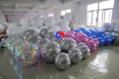 Giant Blue pink Pearl Inflatable PVC Silver Floating Ball Disco Big Shiny Mirror Balls for Party Events Decoration