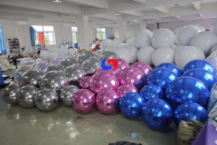 Giant Blue pink Pearl Inflatable PVC Silver Floating Ball Disco Big Shiny Mirror Balls for Party Events Decoration