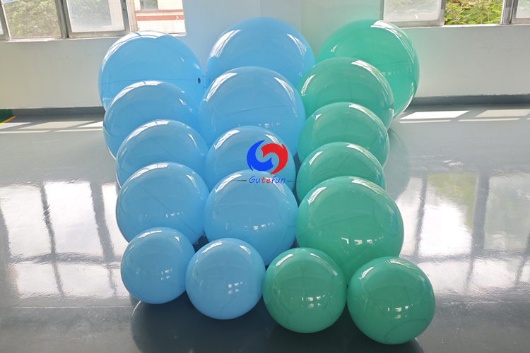 Aqua and baby blue giant inflatable balloons
