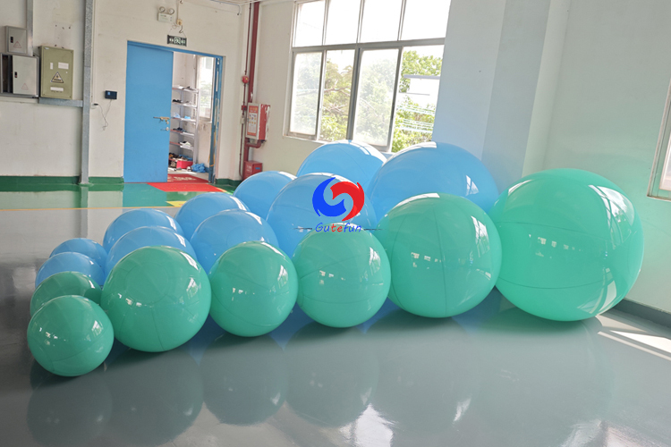Aqua and baby blue giant inflatable balloons