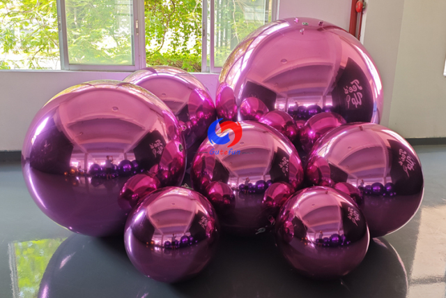 So beautiful pink shiny balls for any commercial party events decorations
