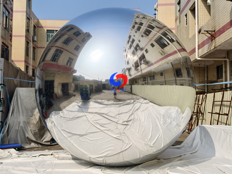 World largest 20ft / 6.0m Giant silver big shiny inflatable mirror balls /balloons