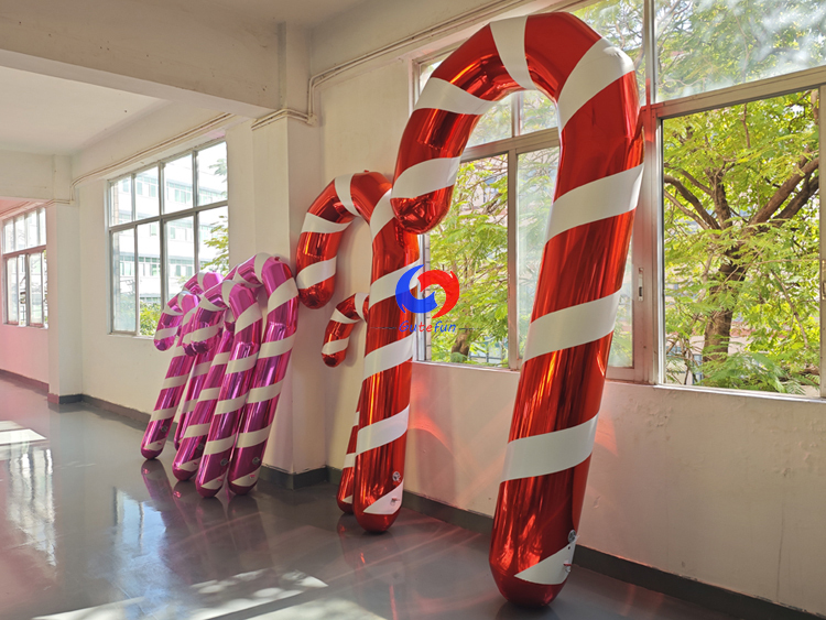 Xmas 🎅Decorations Red and Hot pink Giant Inflatable Shiny Candy Canes