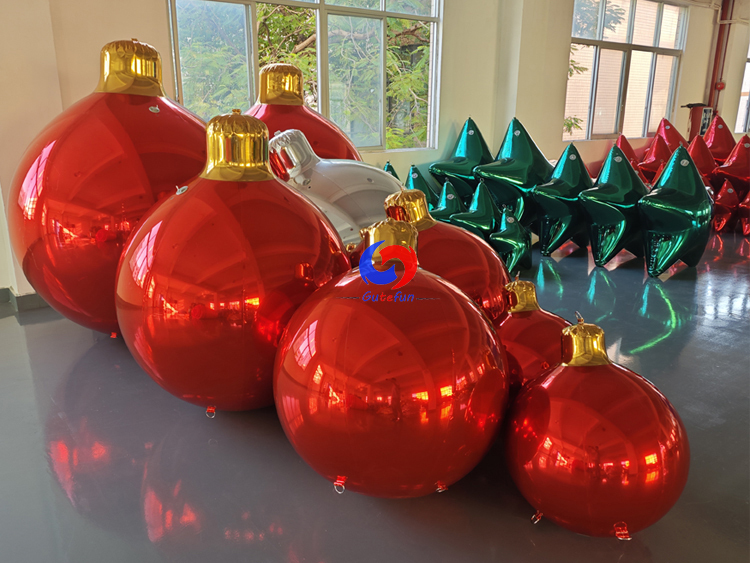 Red Big Shiny inflatable Xmas bulb Ornament Red inflatable Christmas bomb