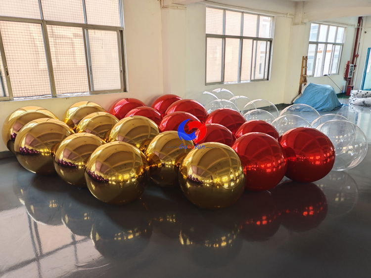 Gold +Red big shiny balls + Clear bubble balls