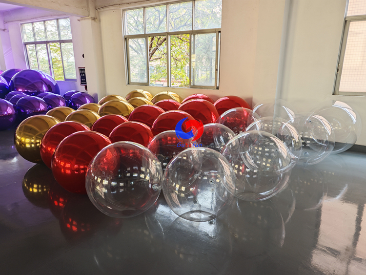 Gold +Red big shiny balls + Clear bubble balls