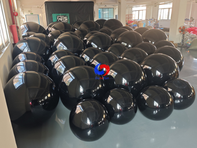 Luxury Party Events Decor Giant black big shiny inflatable metallic spheres / balls for sale