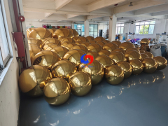 Reusable Luxury Party Events Decor Giant Gold big shiny inflatable metallic spheres / balls for sale