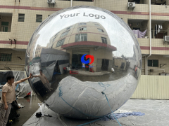 5M Giant Inflatable Mirror Ball, High Reflective Seamless Inflatable Silver Mirror Sphere for Event Decoration