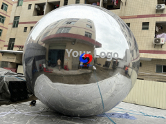 5M Giant Inflatable Mirror Ball, High Reflective Seamless Inflatable Silver Mirror Sphere for Event Decoration
