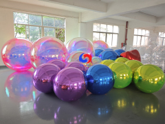 Vibrant Multi-Color Inflatable Mirror Orbs & Red Heart Mirror Ball Set