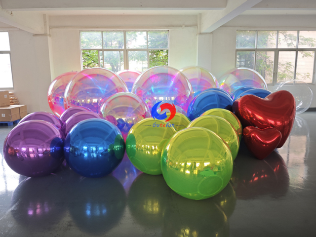 Vibrant Multi-Color Inflatable Mirror Orbs & Red Heart Mirror Ball Set