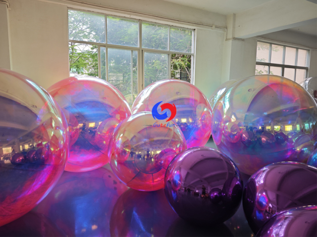 Iridescent Pink Holographic Inflatable Mirror Spheres (For event planners, decor wholesalers, brand agencies)