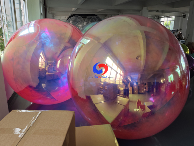 Iridescent Pink Holographic Inflatable Mirror Spheres (For event planners, decor wholesalers, brand agencies)