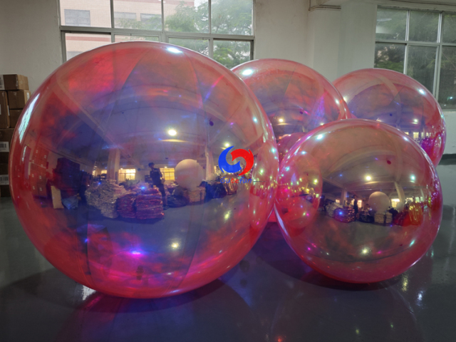 Iridescent Pink Holographic Inflatable Mirror Spheres (For event planners, decor wholesalers, brand agencies)