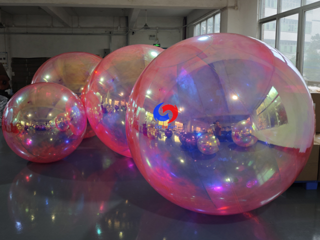 Iridescent Pink Holographic Inflatable Mirror Spheres (For event planners, decor wholesalers, brand agencies)