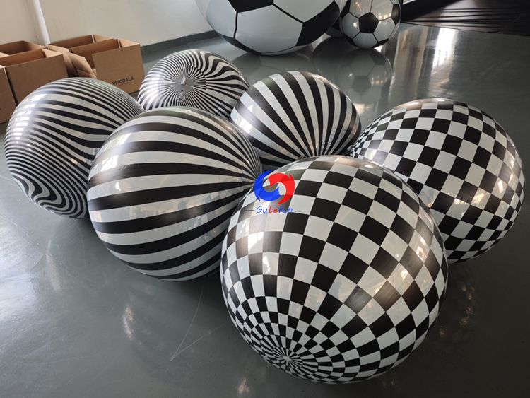 Head-turning inflatable spheres available in swirly pattern, checkered pattern & stripe pattern