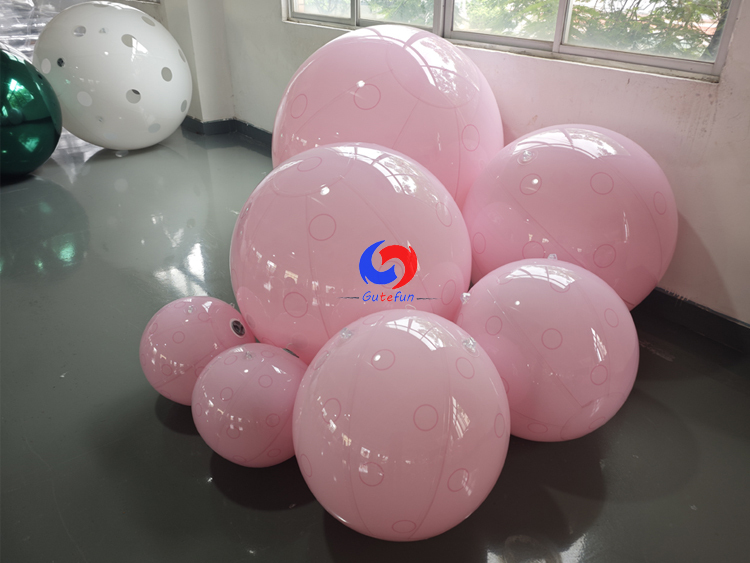 Pink Polka Dot Glossy Inflatable Pickleballs | Girly Pastel Decor for All USA Pickleball Events