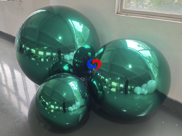 Shiny Mirror Emerald Green Inflatable Orbs | Premium Decor for US & European High-End Events